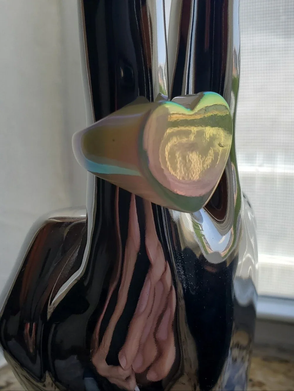 Iridescent Heart Ring — Opalescent Green